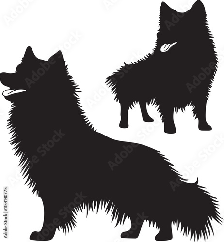 American Eskimo Dog Silhouette Set Vector Illustration Graphic