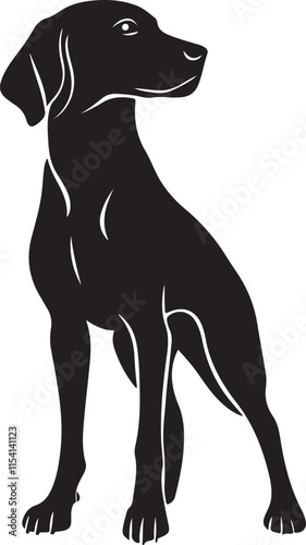 American Foxhound Standing Tall Silhouette Vector Illustration Graphic