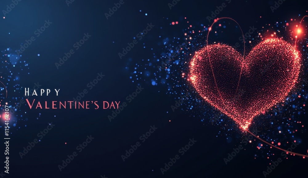 Digital glowing red hearts on a blue background for Valentine's day Digital glowing red hearts on a blue background for Valentine's day