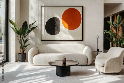 Modern Living Room Interior Design with Warm Lighting
