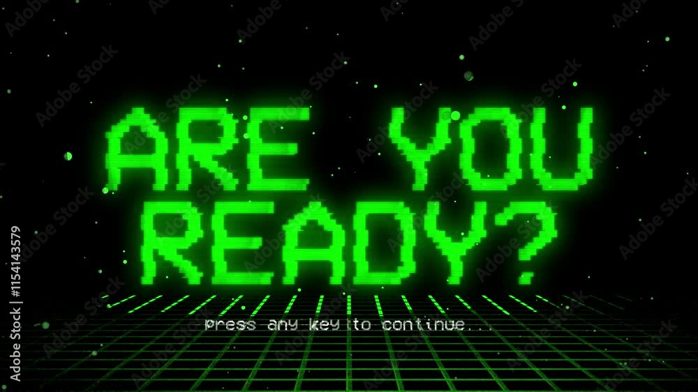 Are you ready text with glitch effect, 4K