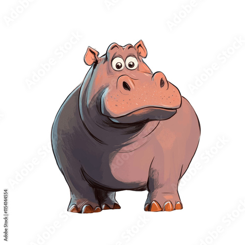 Hippo cartoon AI illustration full of charm and vibrant color schemes. photo