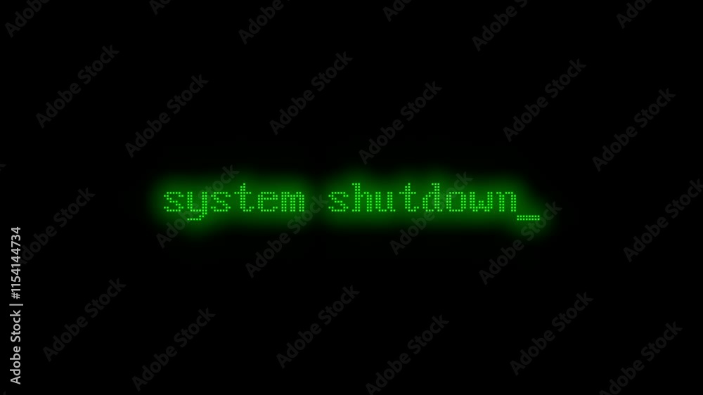 Display zeigt den leuchtenden grünen Text: system shutdown