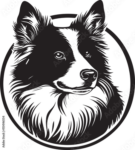 Border Collie Dog Face Circle Vector Illustration Graphic