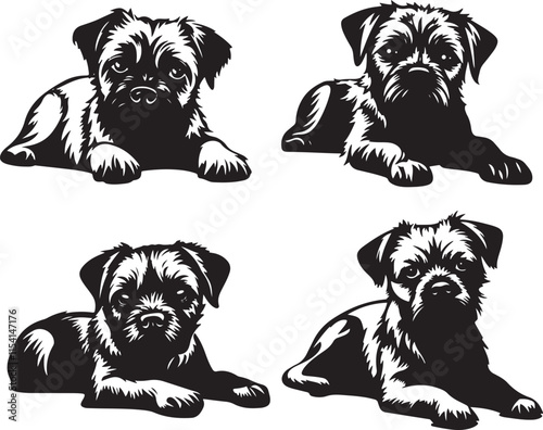 Border Terrier Dog Lying Down Stylized Vector Illustration Graphic