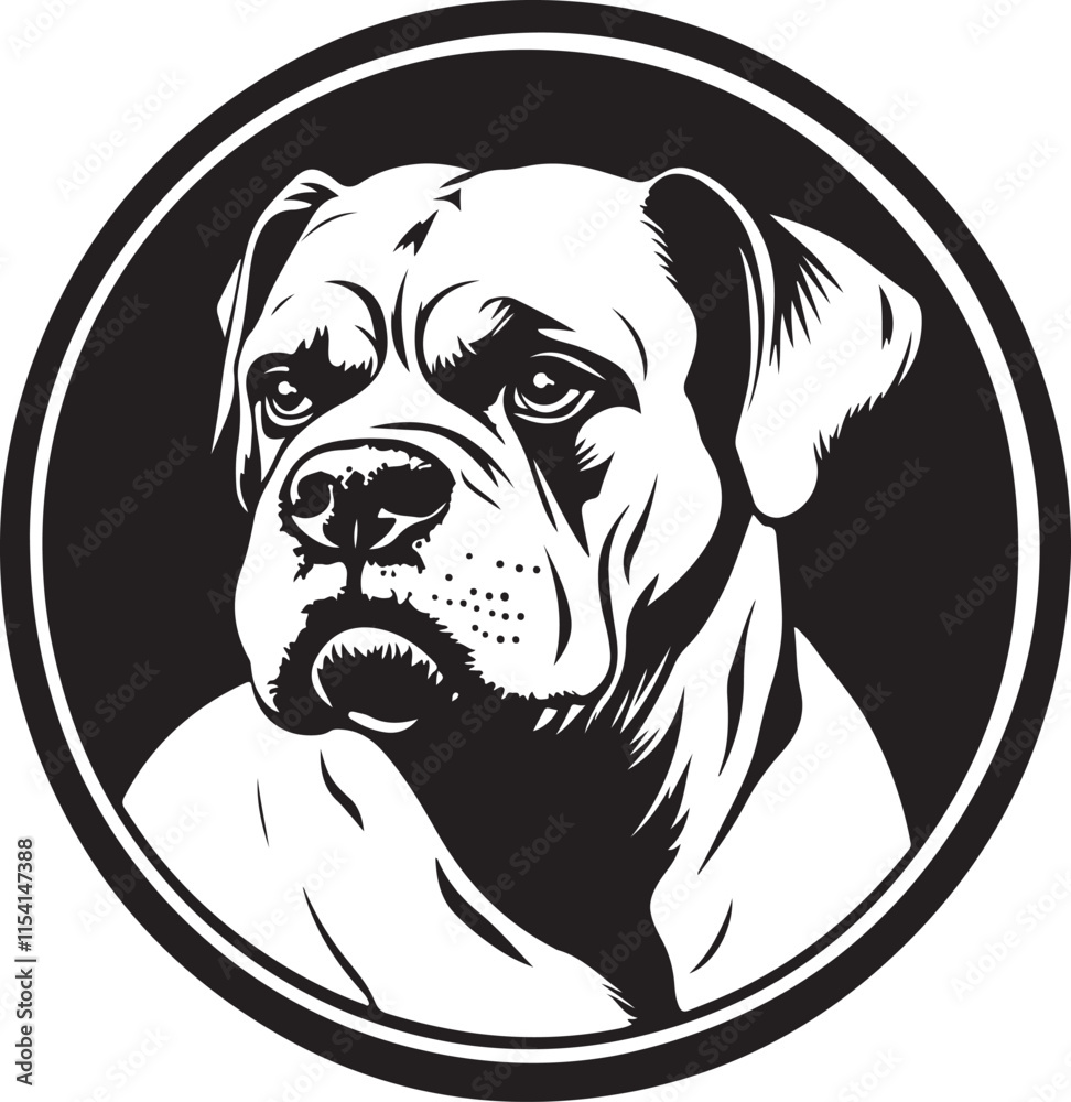 Boxer Dog Face Emblem Vector Illustration Graphic Boxer Dog Face Emblem Vector Illustration Graphic