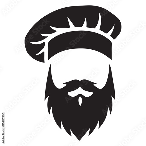 Stylish Bearded Chef Silhouette Logo Design Vector Illustration