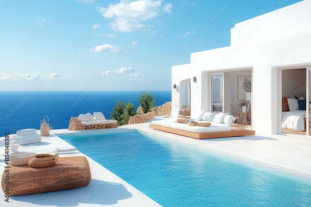 Fototapeta premium Luxury Oceanfront Villa with Infinity Pool