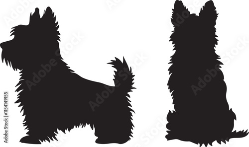 Cairn Terrier Dog Silhouette Set Vector Illustration Graphic