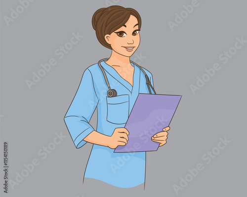 Beautiful woman doctor vector illustration