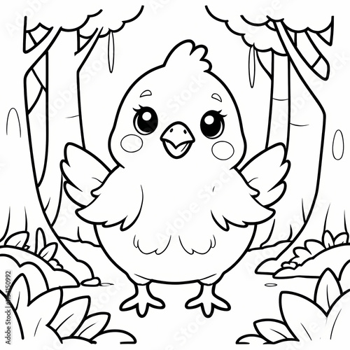 Kawaii little chicks coloring page. Easter colouring book