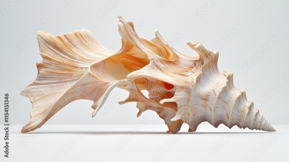 Intricate Seashell Displayed on a White Background for Photography Intricate Seashell Displayed on a White Background for Photography