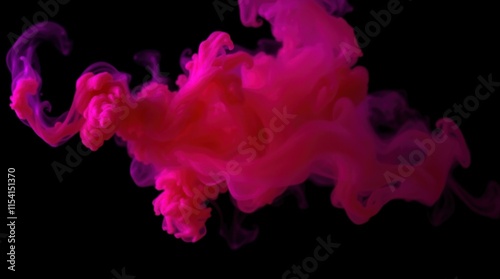 A thick red and pink cloud of smoke fills the frame against a dark, featureless black background	