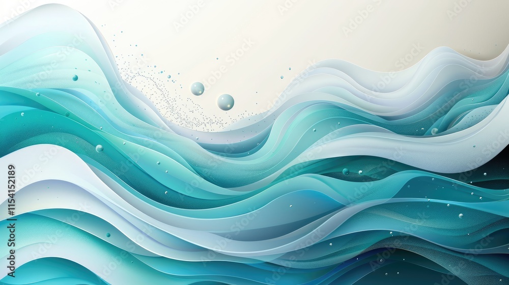 Fototapeta premium Abstract waves in shades of blue and white, evoking fluidity and tranquility.