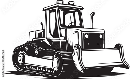 Construction Bulldozer Vector Illustration Graphic