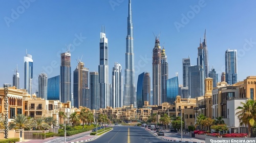 Dubai Skyline with Modern and Traditional Architecture