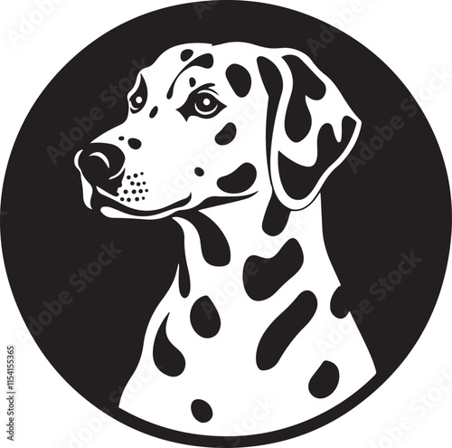 Dalmatian Dog Circle Stylized Vector Illustration Graphic