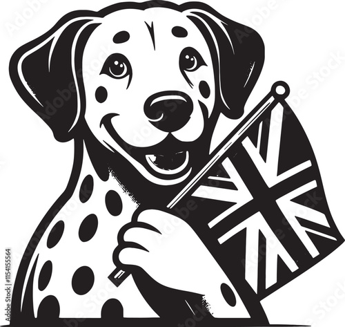 Dalmatian Dog with Union Jack Stylized Vector Illustration Graphic
