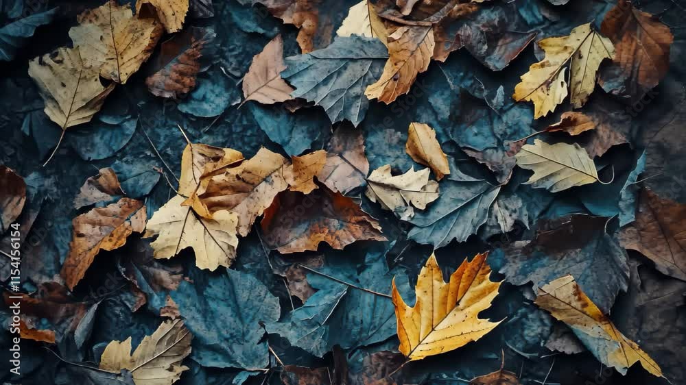 Fallen dry leaves creating a rich colorful carpet on the forest floor during autumn, fallen dry leaves seamless ing time-lapse virtual video Background Fallen dry leaves creating a rich colorful carpet on the forest floor during autumn, fallen dry leaves seamless ing time-lapse virtual video Background