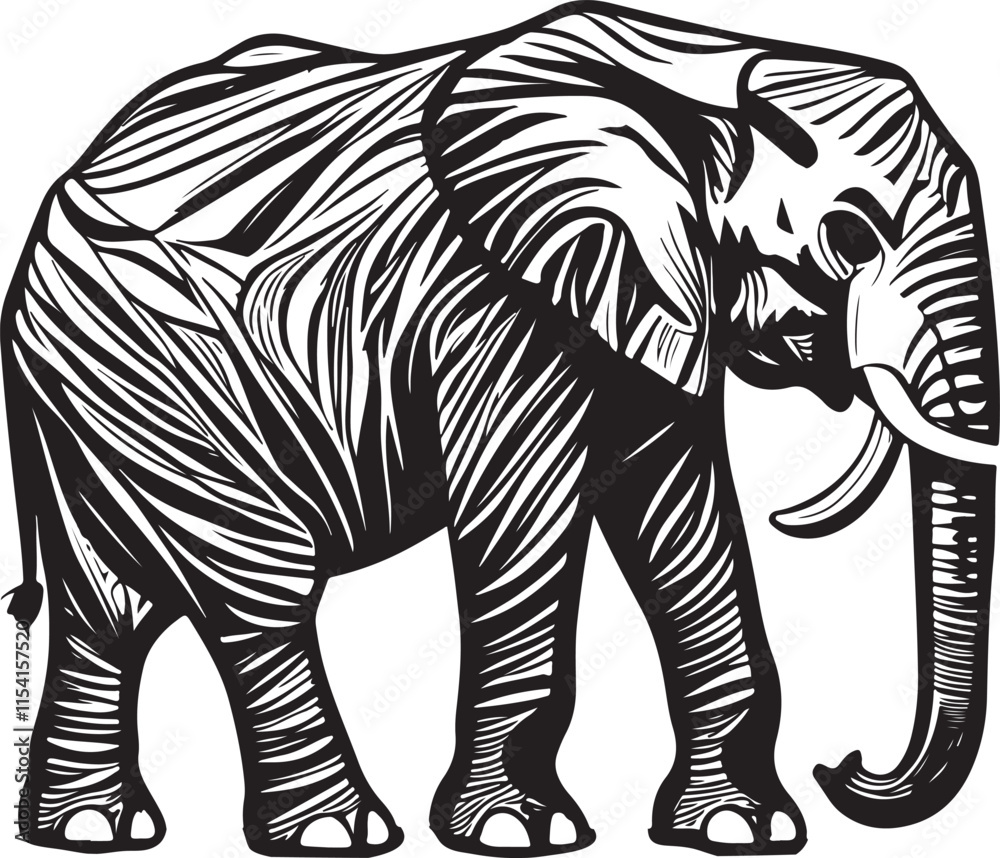 Elephant Line Art Side Profile Stylized Vector Illustration Graphic Elephant Line Art Side Profile Stylized Vector Illustration Graphic