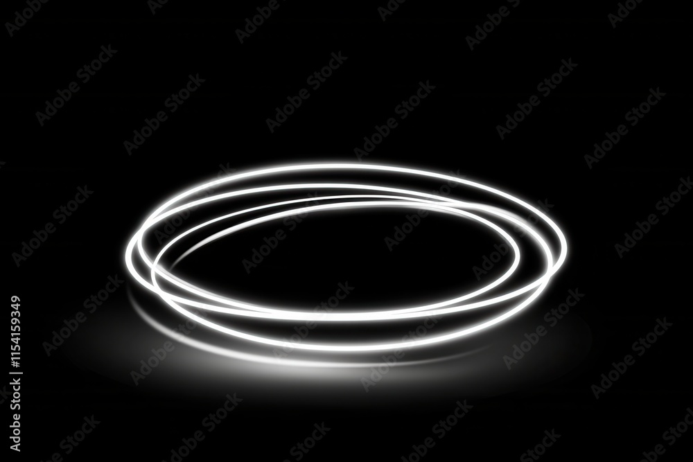Illuminated Circular Light Trails Against Dark Background in Abstract Form