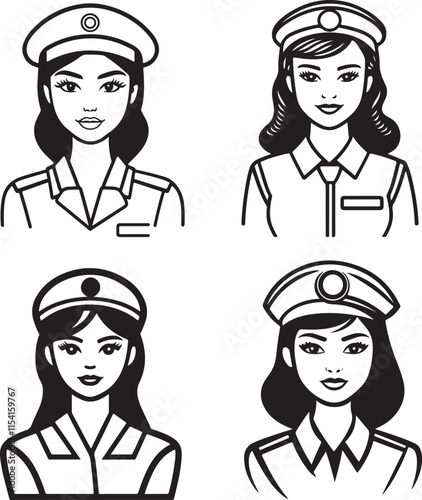 Flight Attendants Stylized Vector Illustration Graphic