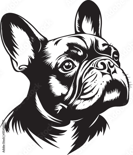 French Bulldog Head Stylized Silhouette Vector Illustration Graphic