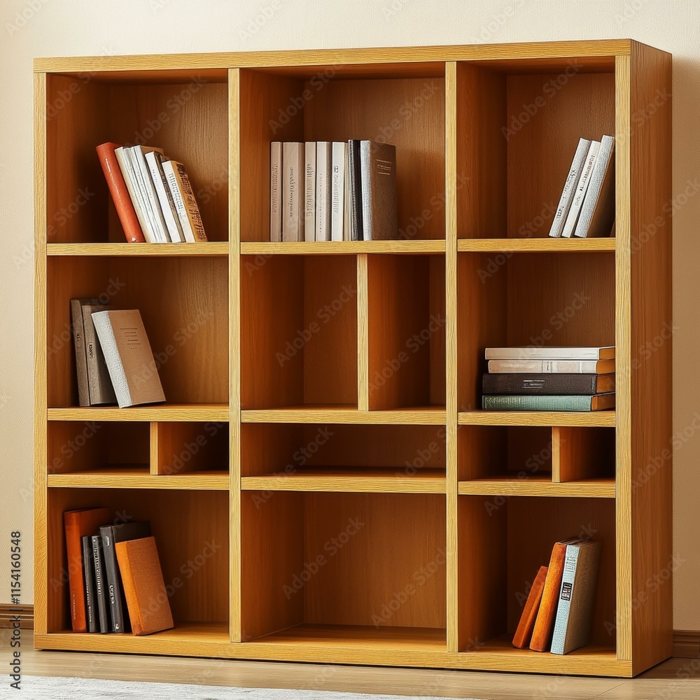 Modern Wooden Bookcase with Compartments Modern Wooden Bookcase with Compartments