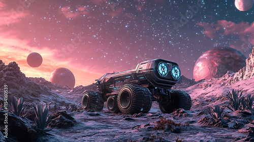 Advanced Space Exploration Vehicle on a Bioluminescent Exoplanet