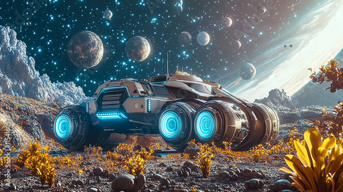 Advanced Space Exploration Vehicle on a Bioluminescent Exoplanet