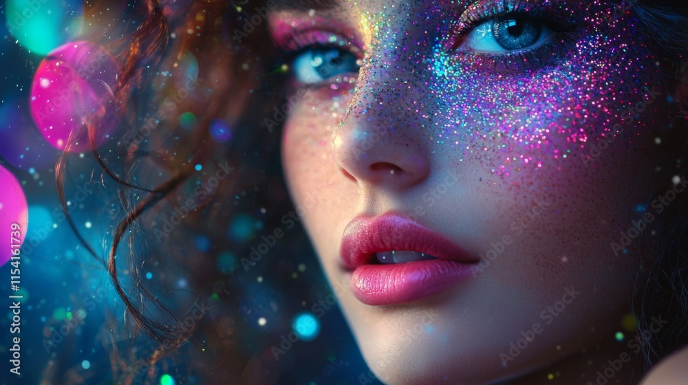 Glamorous portrait with glitter accents Glamorous portrait with glitter accents