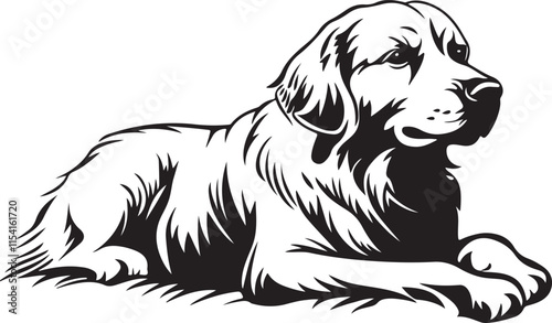 Golden Retriever Dog Lying Down Stylized Vector Illustration Graphic