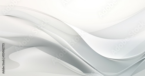 A smooth, flowing abstract design in shades of white and gray, evoking calm and elegance.