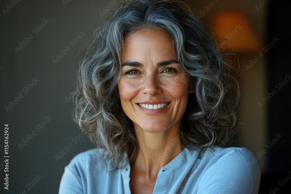 Woman with grey hair smiling in front of blooming cherry blossoms, exuding joy and tranquility in a serene spring moment. Woman with grey hair smiling in front of blooming cherry blossoms, exuding joy and tranquility in a serene spring moment.