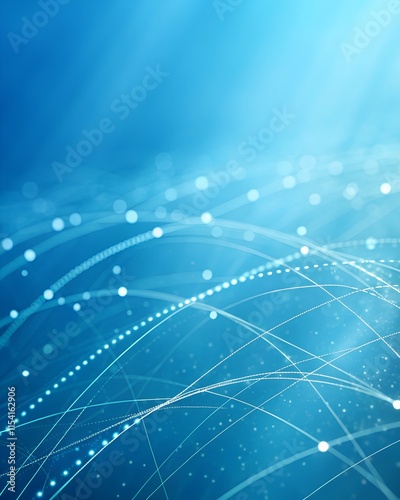 Abstract Blue Light Network with Glowing Lines and Dots on globe circle