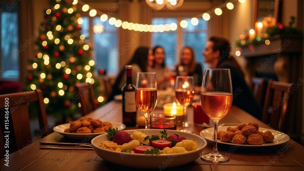 Naklejka premium Party, festa, brindisi, celebrazione di capodanno, auguri e anno nuovo 2025