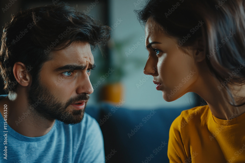 Generative AI Image of Family Couple in Conflict Highlighting Emotional Tension and Family Issues Generative AI Image of Family Couple in Conflict Highlighting Emotional Tension and Family Issues