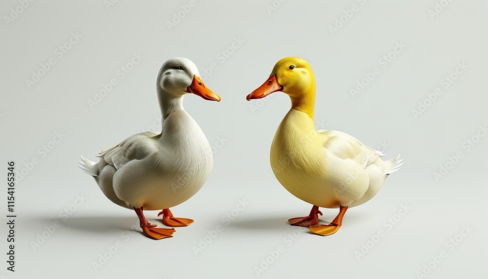 Two Colorful Ducks in Solid Topaz Background Perfect for Upscale Design Projects Two Colorful Ducks in Solid Topaz Background Perfect for Upscale Design Projects
