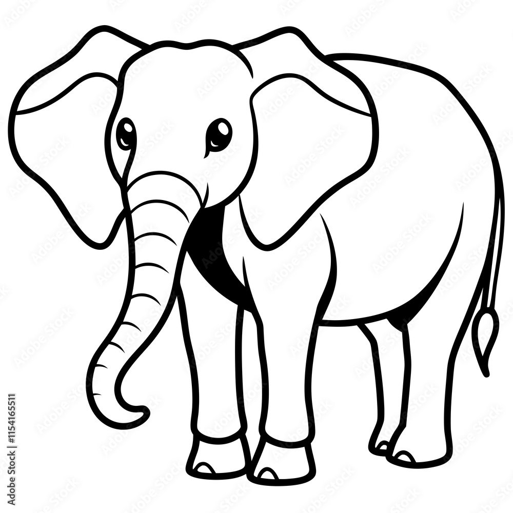 Elephant Silhouette on White Background Elephant Silhouette on White Background