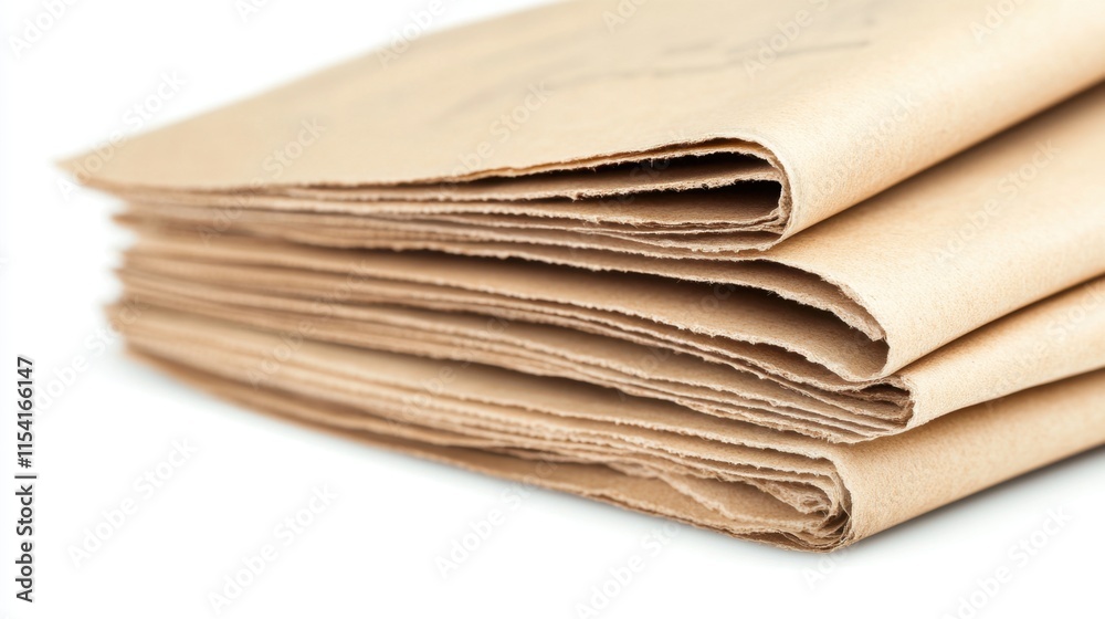 Stack of Brown Paper Sheets for Crafting and Packaging Purposes Stack of Brown Paper Sheets for Crafting and Packaging Purposes