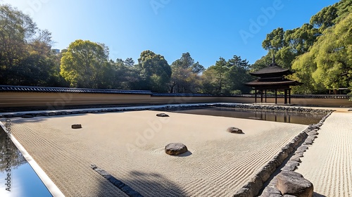 Wallpaper Mural Tranquil Japanese Zen garden with pagoda. Torontodigital.ca