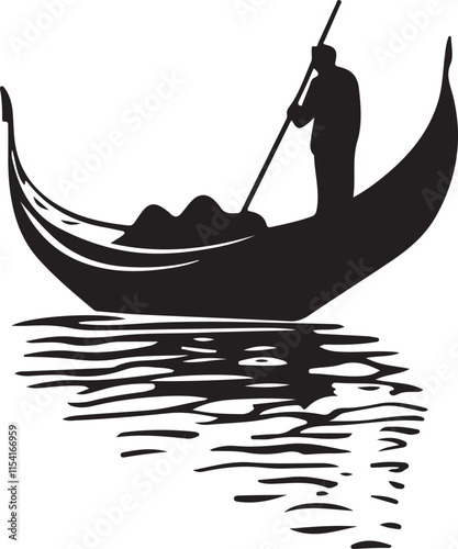 Italian Gondola Silhouette Vector Illustration Graphic