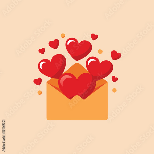 Envelope with hearts vector