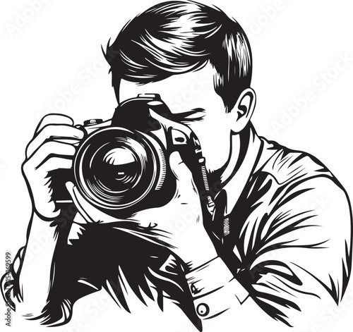 Male Photographer Stylized Silhouette Vector Illustration Graphic