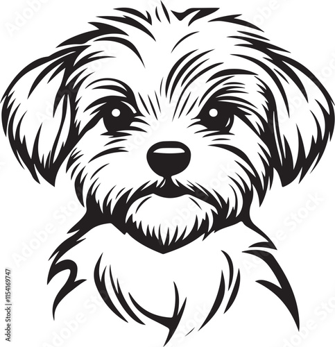 Maltese Dog Face Stylized Vector Illustration Graphic