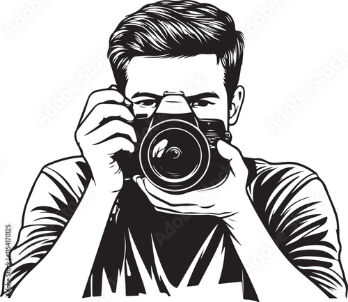 Man Photographer Stylized Silhouette Vector Illustration Graphic