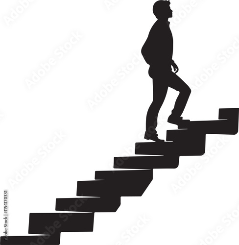 Man Walking Up Stairs Silhouette Vector Illustration Graphic