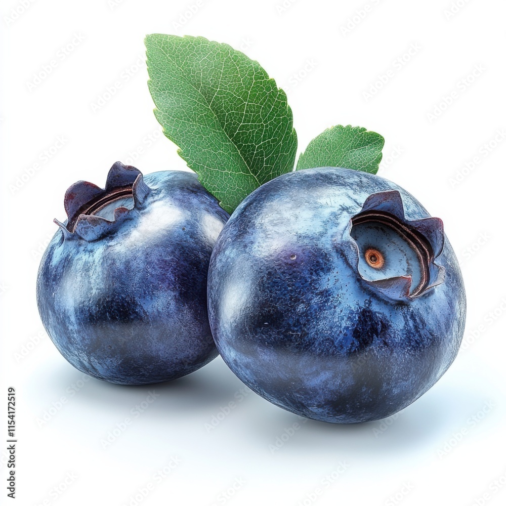 Obraz premium Fresh blueberries with drops of water isolated on white background.