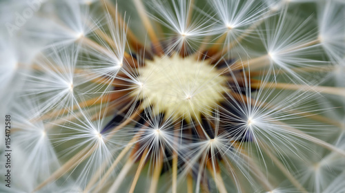 Intricate Macro Photography of a Dandelion Seed Head with Soft Focus