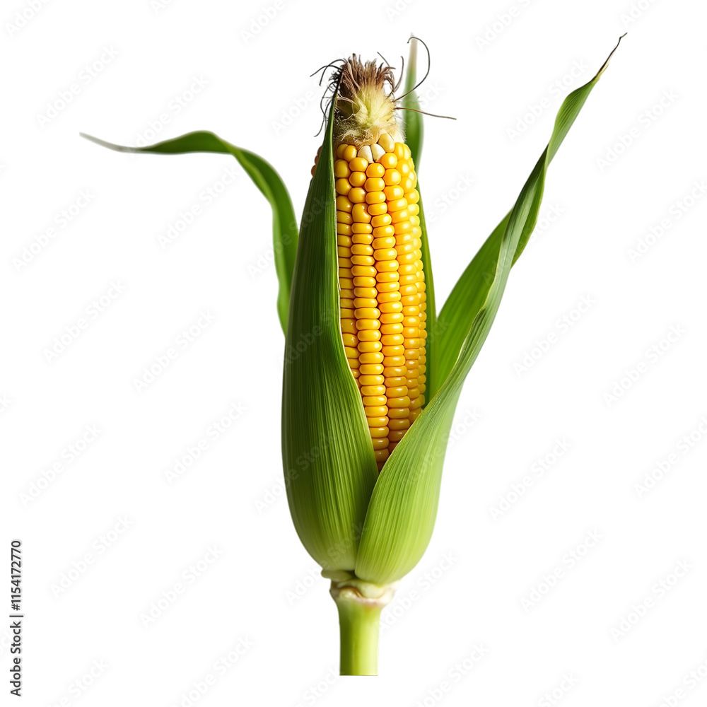 Fresh organic green baby corn in a corn plant isolated on a transparent background
Fresh organic green baby corn in a corn plant isolated on a transparent background